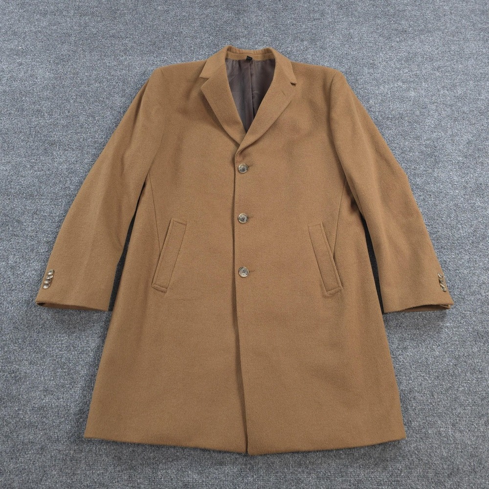 Jos A Bank Coat Mens 42 Brown Wool Long Overcoat Executive Collection Dress Work